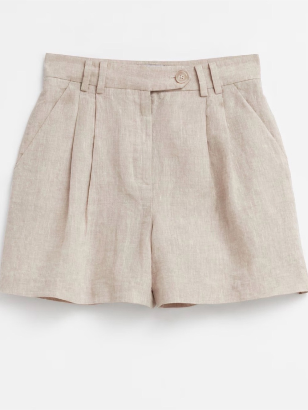 & Other Stories Tan Flat-Front 100% Linen Shorts beige shorts NWT size 12